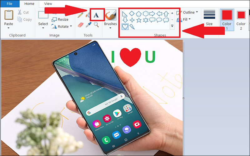 Nhập văn bản hoặc vẽ lên hình ảnh trong Paint