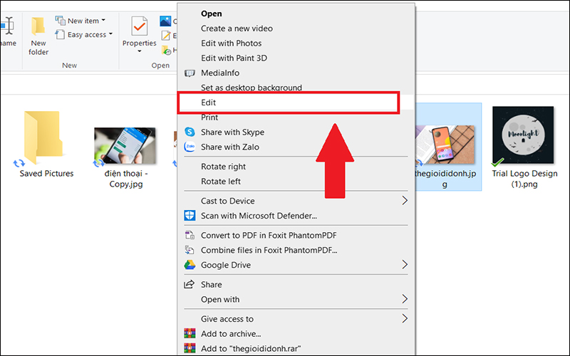 Click chuột phải vào ảnh và chọn Edit