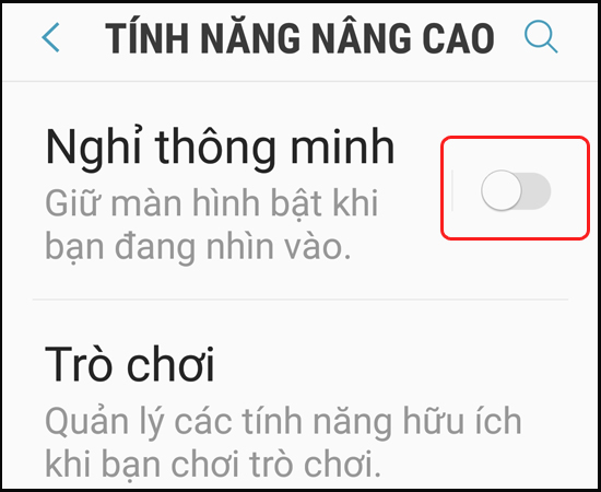 Bật chế độ Nghỉ thông minh
