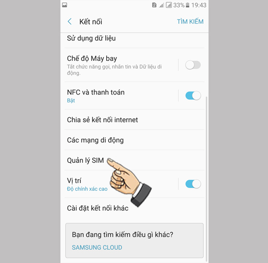 Bước 2: Chọn quan li sim