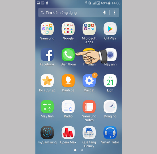 Bước 1: Vào Điện thoại