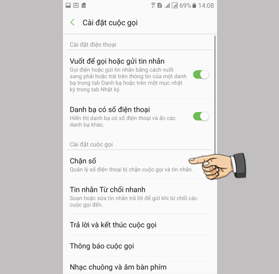 Bước 4: Chọn Chặn số