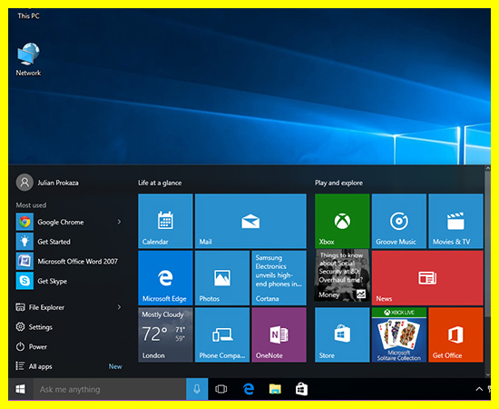 giao diện windows 10
