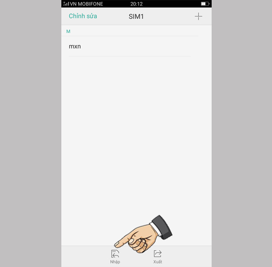 Chọn nhập danh bạ