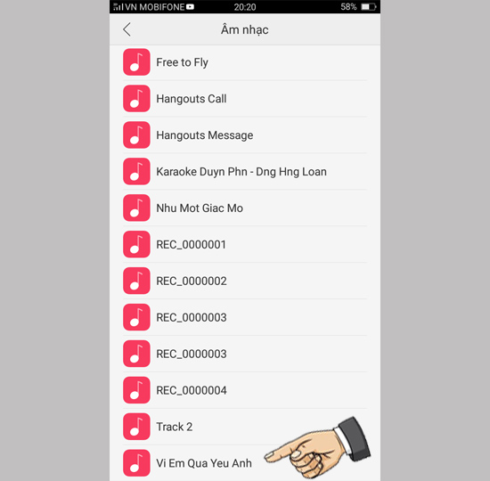 Chọn nhạc mà bạn cần cài đặt