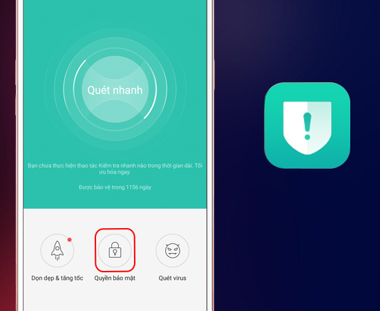 Bước 2: Sau đó bạn vào tiếp Quyền bảo mật.