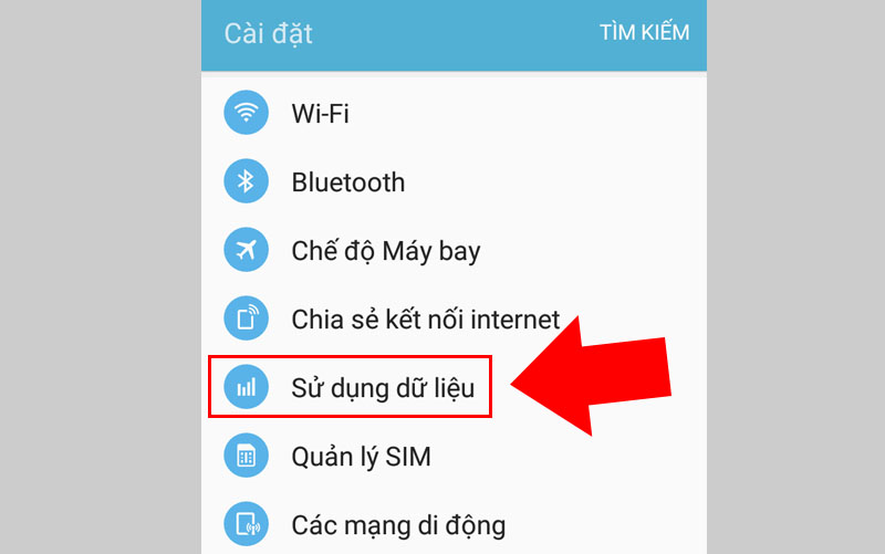 Chọn Sử dụng dữ liệu