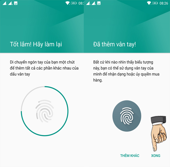 Bước 9: Thiết lập vân tay và chọn Xong