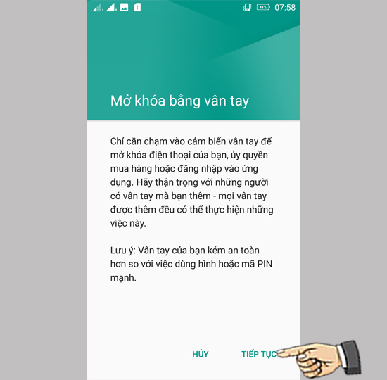 Bước 3: Chọn Tiếp tục