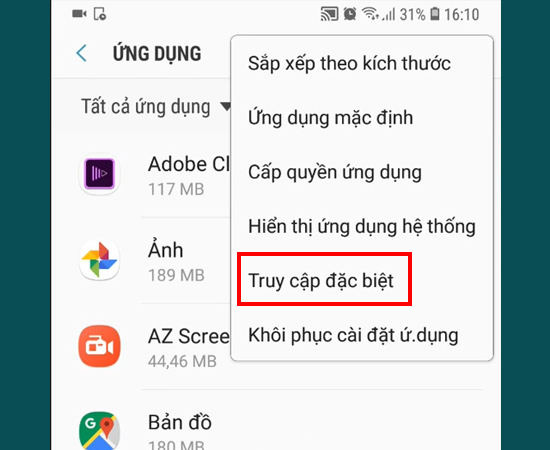 Bước 4: Tại đây, bạn chọn vào Truy cập đặc biệt.