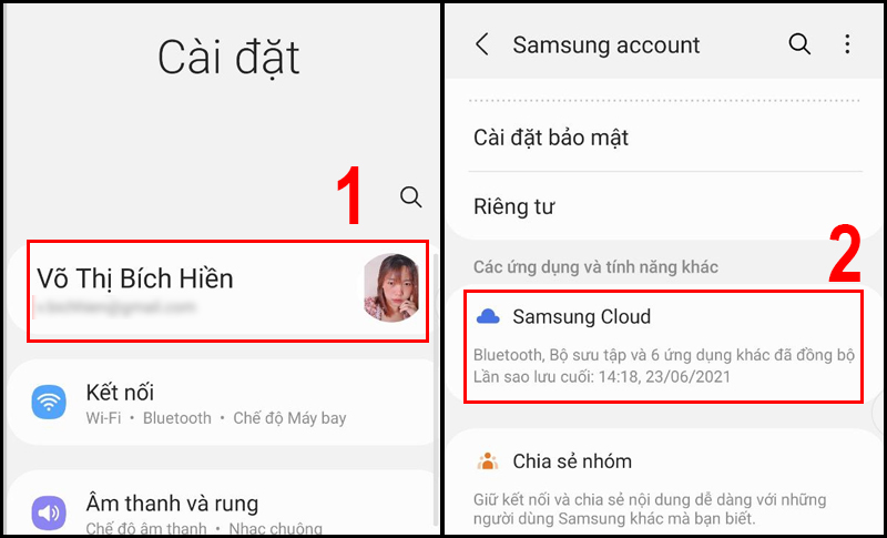 Mở Samsung Cloud trên điện thoại Samsung