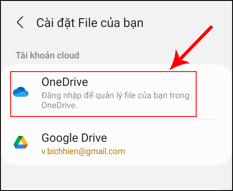 Đăng nhập OneDrive để hoàn tất tích hợp