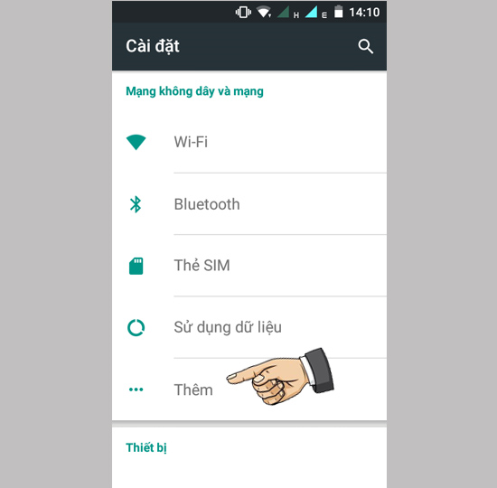 Vào cài đặt thêm