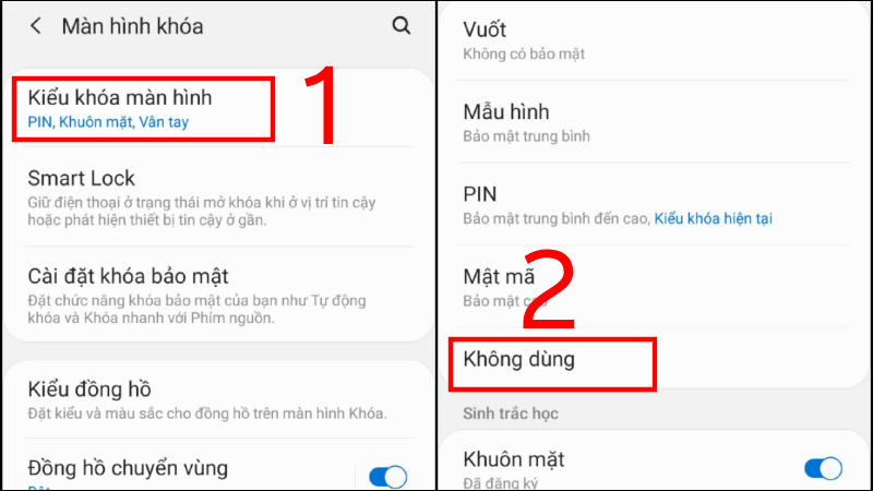 Chọn Không dùng mật khẩu