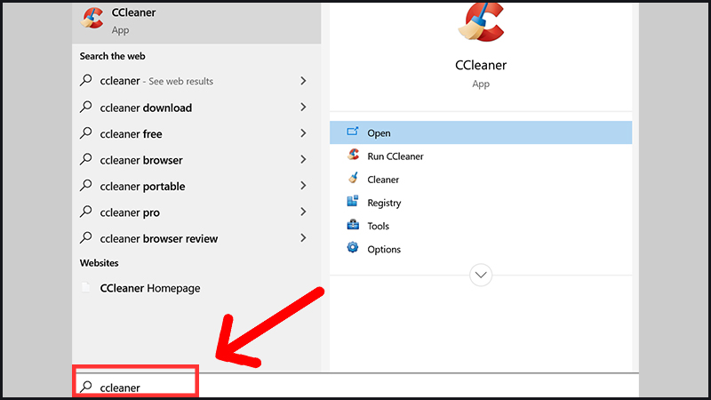 Mở CCleaner