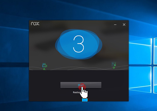 au khi chạy xong ta chọn Start để bắt đầu sử dụng Nox App Player