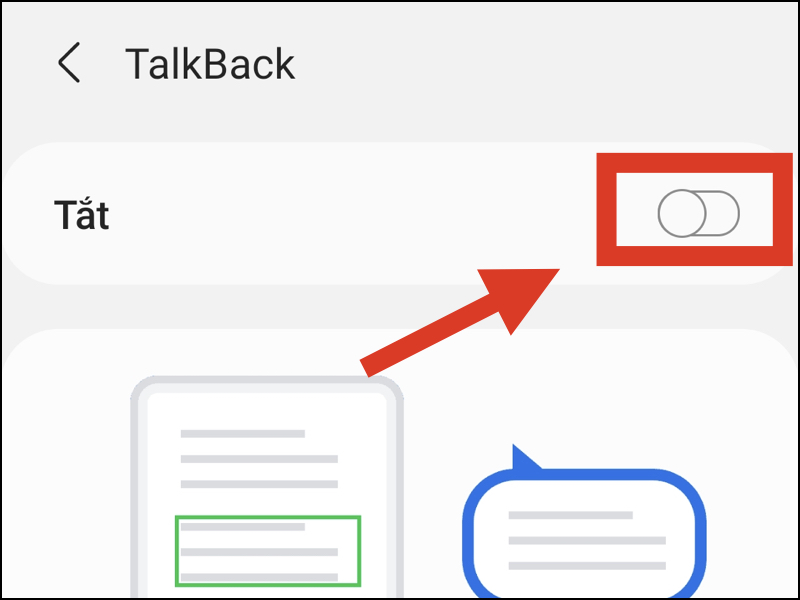 Tắt TalkBack trong mục Cài đặt