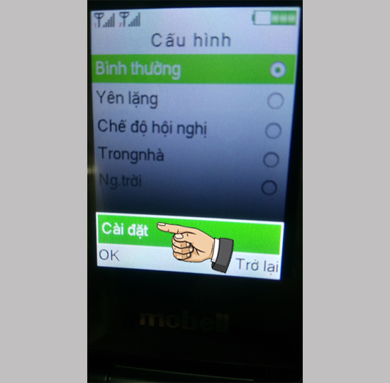 Cài đặt cấu hình bình thường