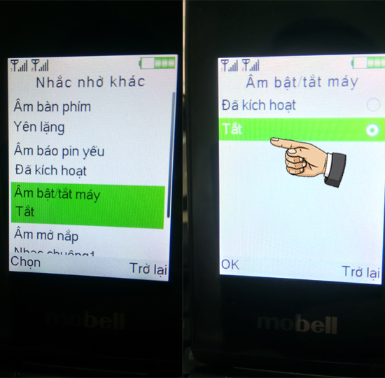 Kích hoạt âm bật tắt máy