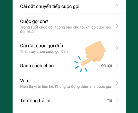 vào Danh sách chặn