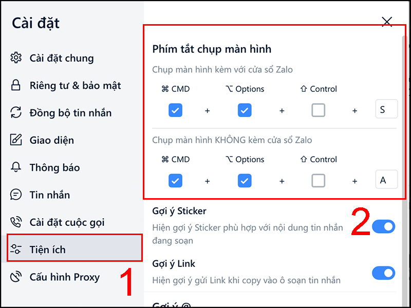 Điều chỉnh phím tắt chụp màn hình