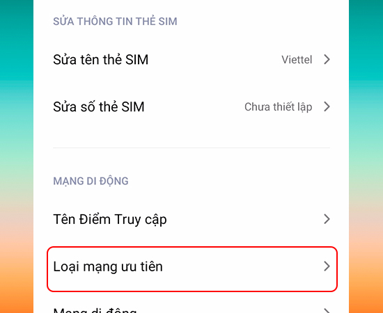 Chọn Loại mạng ưu ti&ecirc;n