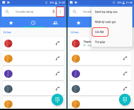Bước 2: Chọn biểu tượng 3 chấm. Sau đó bạn chọn tiếp vào Cài đặt.