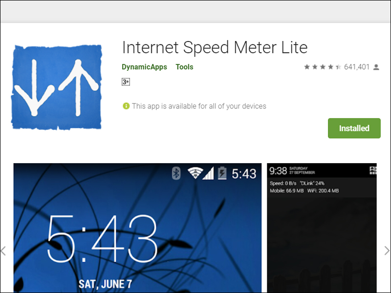 Ứng dụng Internet Speed Meter Lite giúp hiển thị tốc độ mạng cho các thiết bị không hỗ trợ