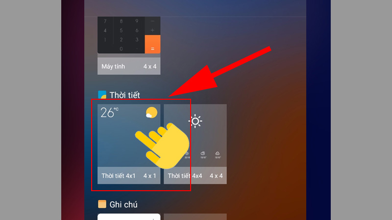Chọn tiện ích Thời tiết