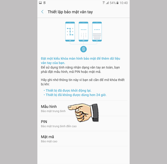 Bước 3: Chọn mật khẩu dự phòng.