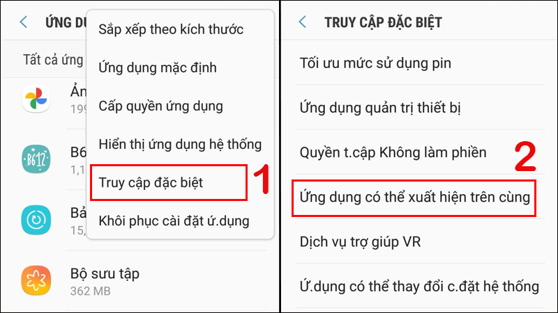 Chọn Ứng dụng xuất hiện trên cùng