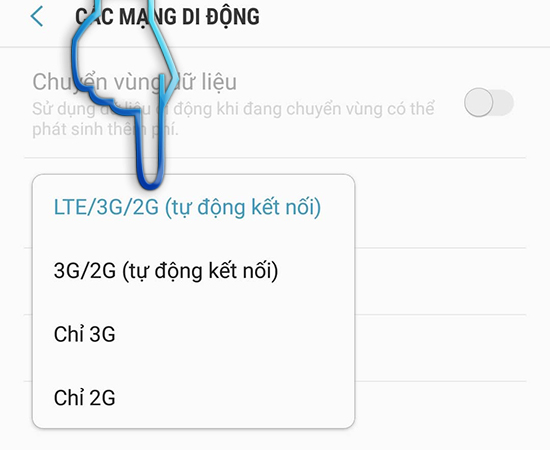 - Bước 5: Chọn LTE/3G/2G.