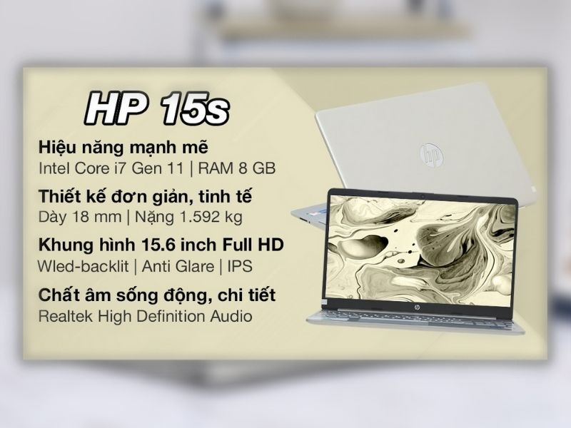 Laptop HP 15s phù hợp cho học sinh, sinh viên, dân văn phòng