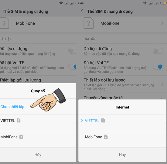 Lựa chọn SIM mặc định