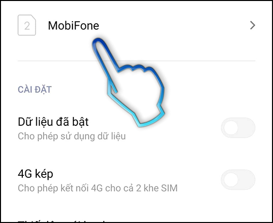 Chọn sim 3G.