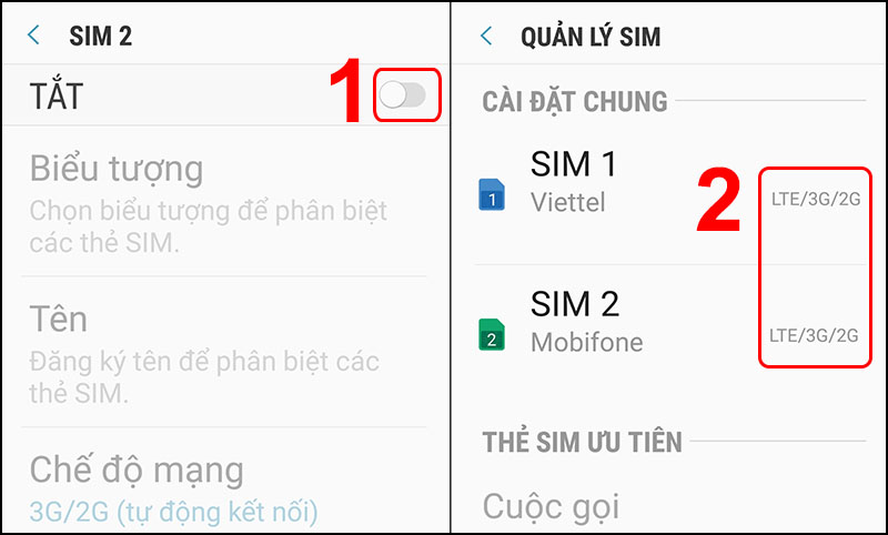 Bật chế độ 2 SIM trên điện thoại Samsung