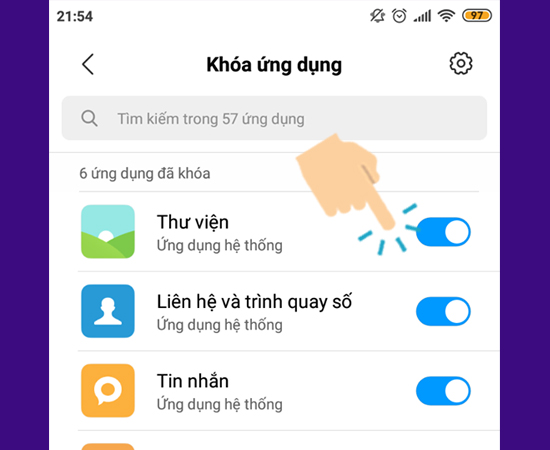 Chọn Ứng dụng muốn khóa