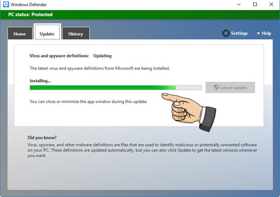 Cập nhật Windows Defender