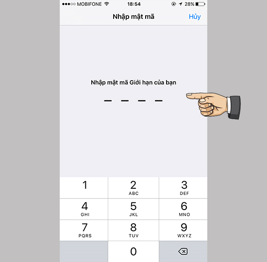 Nhập mật khẩu giới hạn