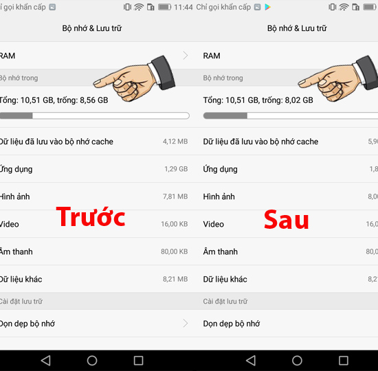 Bộ nhớ tăng lên khá lớn