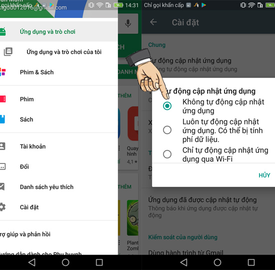 Tắt cập nhật tự động