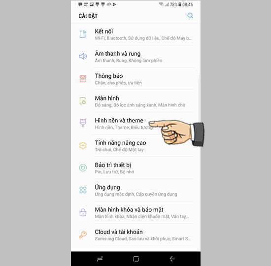 Chọn Màn hình và theme