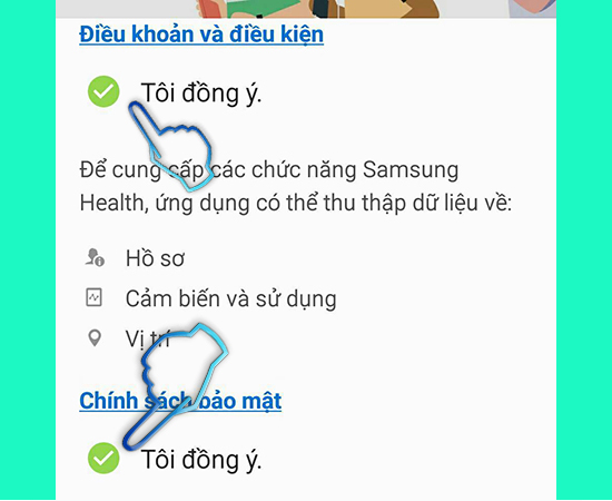 - Bước 2: Stick đồng ý điều khoản sử dụng và chính sách bảo mật.