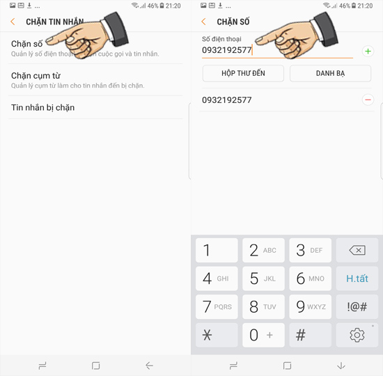 Bước 4: Chọn Chặn số