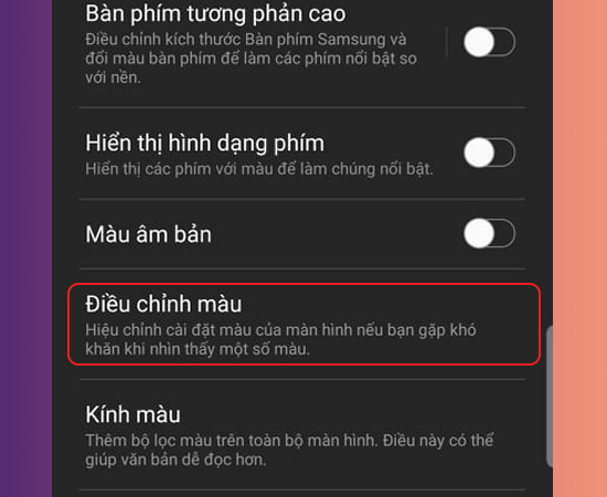 Chọn Điều chỉnh màu