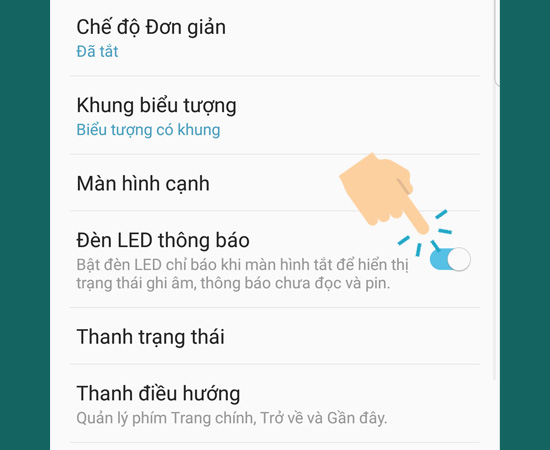 Bước 3: V&agrave; cuối c&ugrave;ng h&atilde;y bật Đ&egrave;n led th&ocirc;ng b&aacute;o.