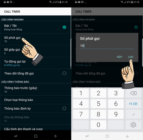 Bước 3: Chọn số phút giới hạn.