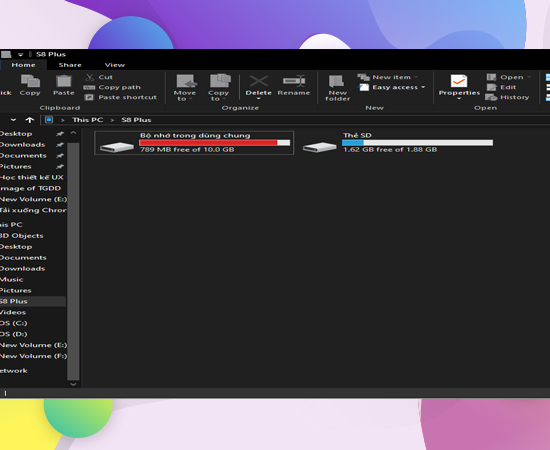 bộ nhớ trên thiết bị của bạn bao gồm bộ nhớ trong và bộ nhớ thẻ SD