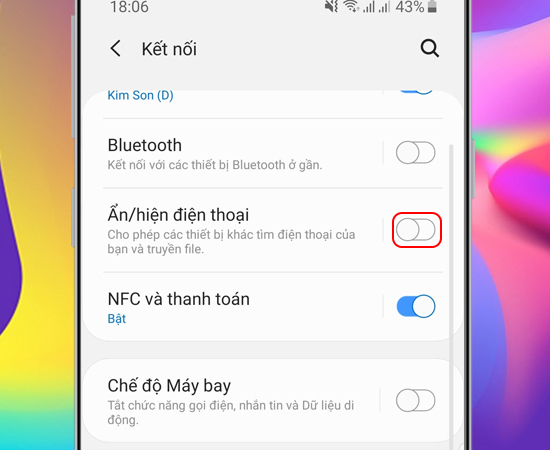 Bước 3: Cuối cùng bật công tắc Ẩn/hiện điện thoại.