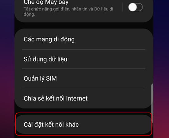 Chọn Cài đặt kết nối khác